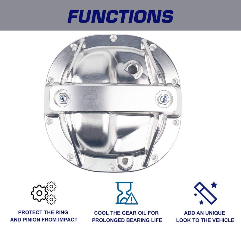 SPELAB Rear Differential Cover Billet Aluminium Alloy 8.8" Differential Cover Compatible with Ford with 10 Bolts - Image 2